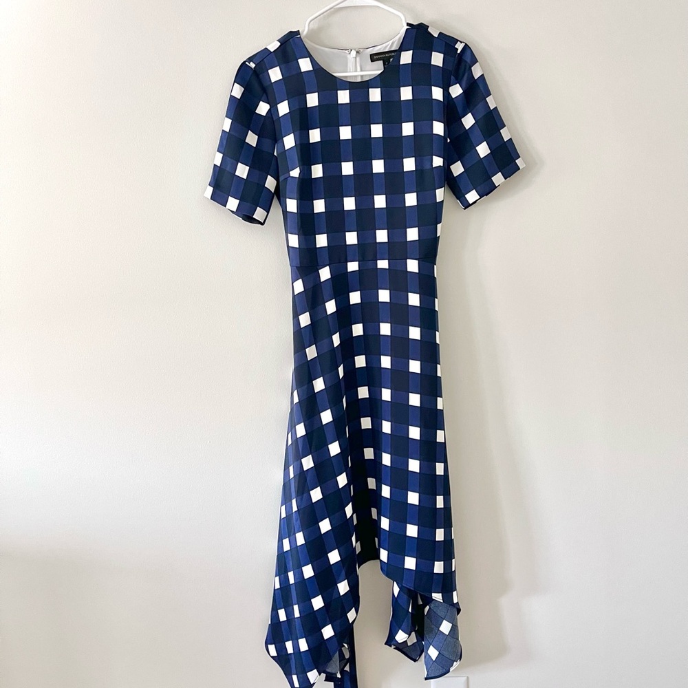 Banana Republic Navy and White Gingham (Plaid?) Dress